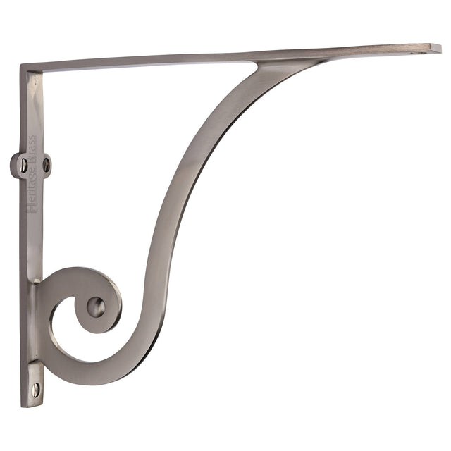 High quality image of the Heritage Brass Ornate Shelf Bracket 10'' x 8'' Satin Nickel Finish | Sku. br2170-10-sn | Discounted prices available from Trade Door Handles