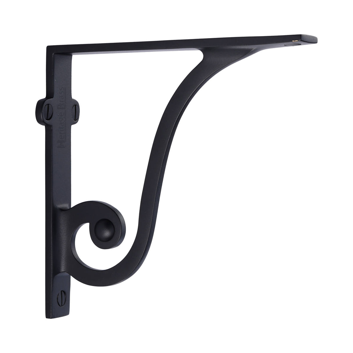 High quality image of the Heritage Brass Ornate Shelf Bracket 6'' x 5'' Matt Black Finish | Sku. br2170-6-bkmt | Discounted prices available from Trade Door Handles