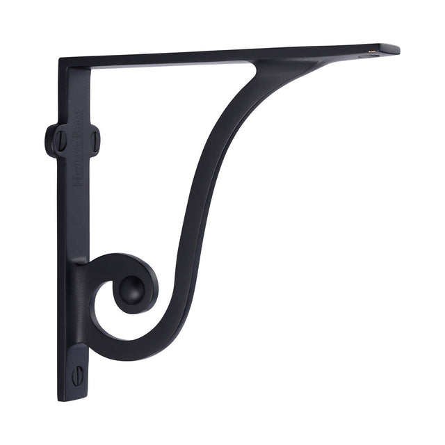 High quality image of the Heritage Brass Ornate Shelf Bracket 6'' x 5'' Matt Black Finish | Sku. br2170-6-bkmt | Discounted prices available from Trade Door Handles