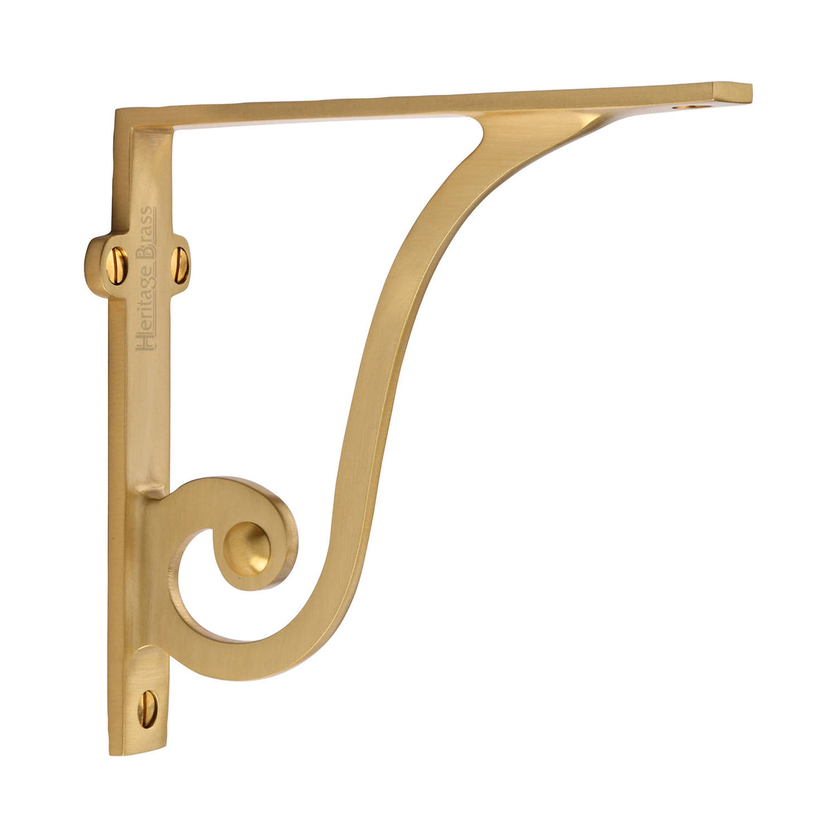 High quality image of the Heritage Brass Ornate Shelf Bracket 6'' x 5'' Satin Brass Finish | Sku. br2170-6-sb | Discounted prices available from Trade Door Handles