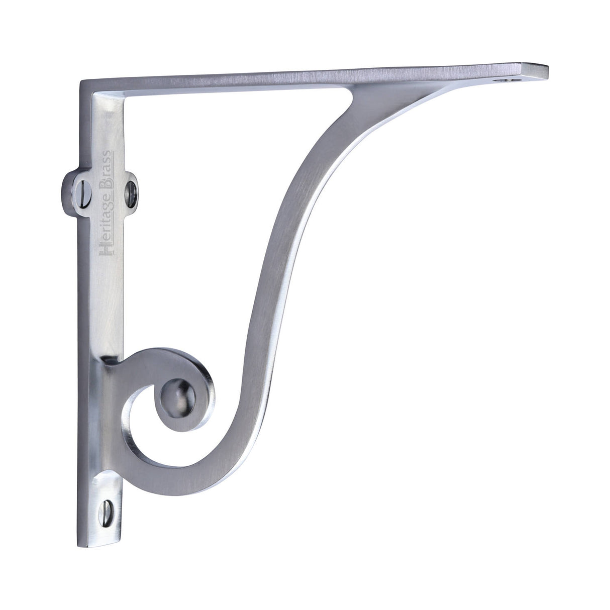 High quality image of the Heritage Brass Ornate Shelf Bracket 6'' x 5'' Satin Chrome Finish | Sku. br2170-6-sc | Discounted prices available from Trade Door Handles