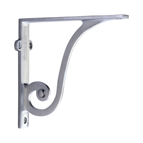 High quality image of the Heritage Brass Ornate Shelf Bracket 6'' x 5'' Satin Chrome Finish | Sku. br2170-6-sc | Discounted prices available from Trade Door Handles