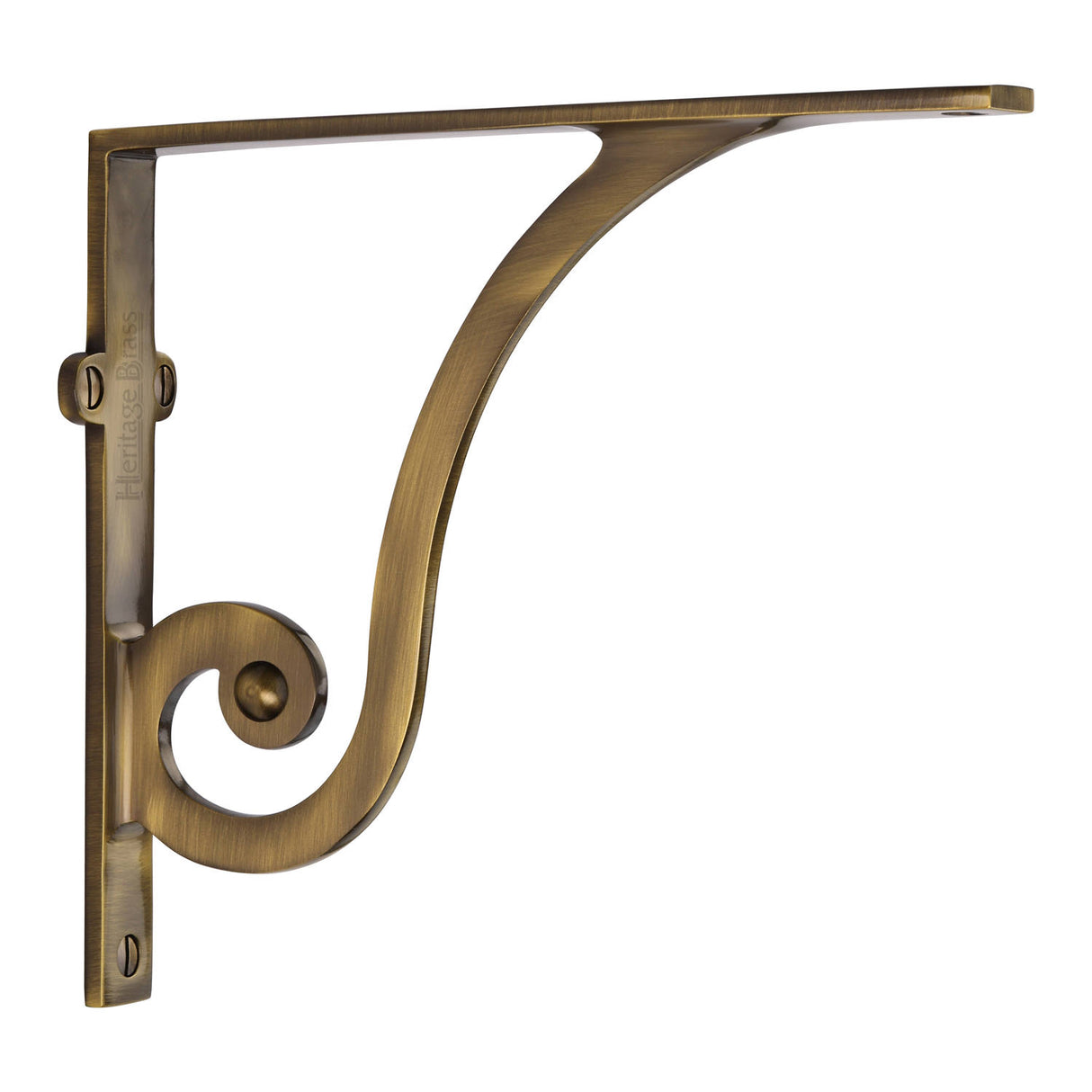 High quality image of the Heritage Brass Ornate Shelf Bracket 8'' x 6.5'' Antique Brass Finish | Sku. br2170-8-at | Discounted prices available from Trade Door Handles