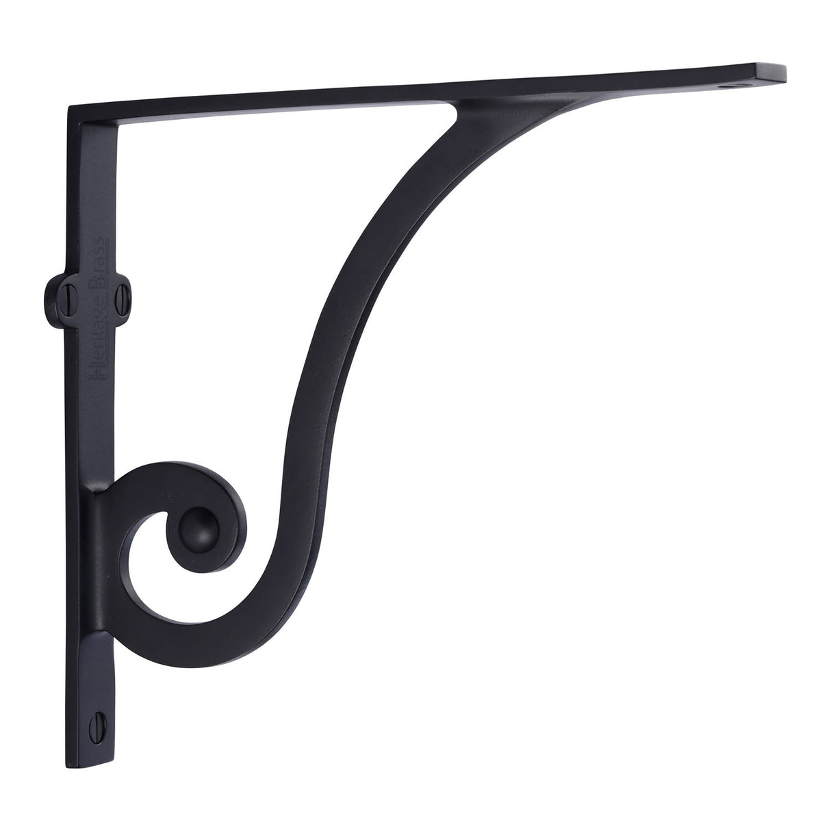 High quality image of the Heritage Brass Ornate Shelf Bracket 8'' x 6.5'' Matt Black Finish | Sku. br2170-8-bkmt | Discounted prices available from Trade Door Handles