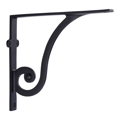 High quality image of the Heritage Brass Ornate Shelf Bracket 8'' x 6.5'' Matt Black Finish | Sku. br2170-8-bkmt | Discounted prices available from Trade Door Handles