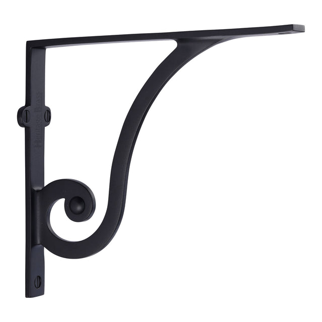 High quality image of the Heritage Brass Ornate Shelf Bracket 8'' x 6.5'' Matt Black Finish | Sku. br2170-8-bkmt | Discounted prices available from Trade Door Handles