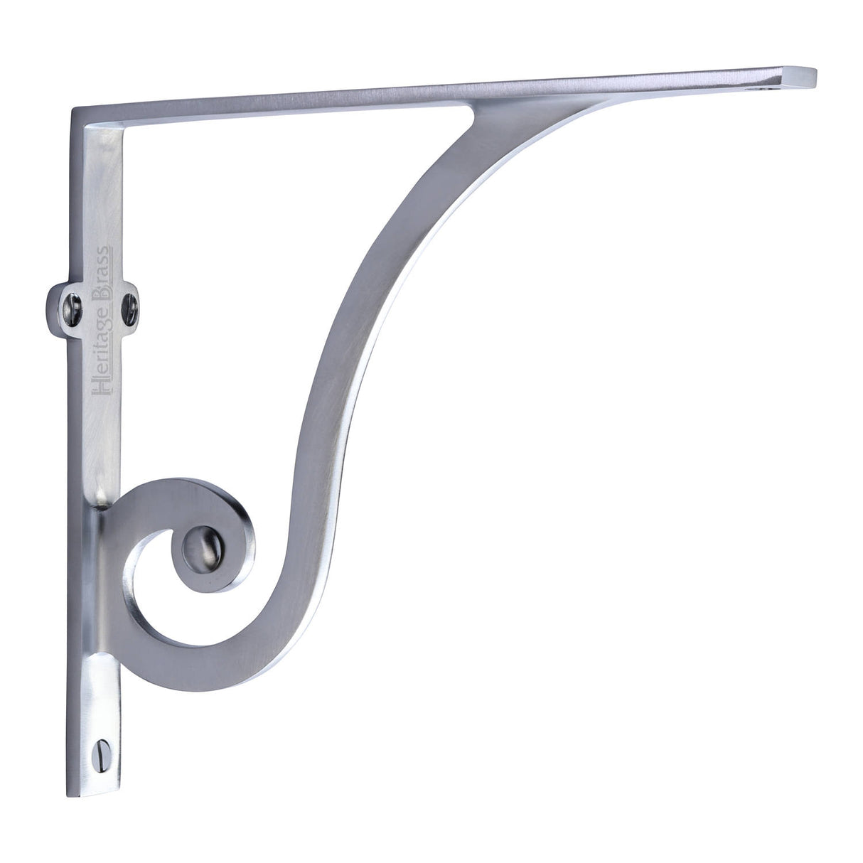 High quality image of the Heritage Brass Ornate Shelf Bracket 8'' x 6.5'' Satin Chrome Finish | Sku. br2170-8-sc | Discounted prices available from Trade Door Handles