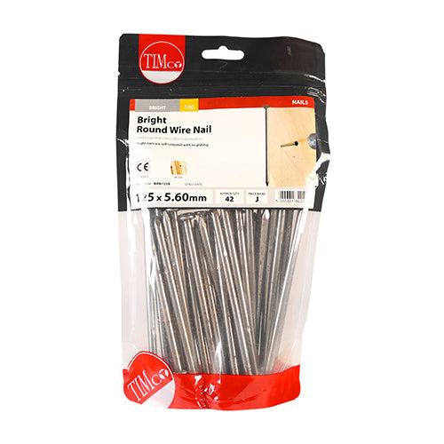 This is an image of Timco - Round Wire Nails - Bright 125 x 5.60mm (1 Kg TIMbag) BRW125B