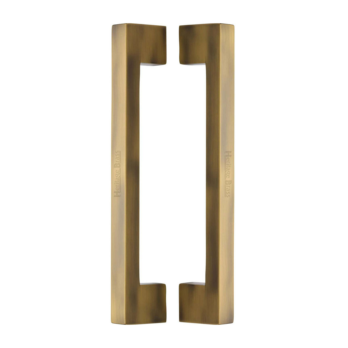 High quality image of the Heritage Brass Back to Back Door Pull Handle Metro Design 305mm Antique Brass Finish | Sku. btb1390-305-at | Discounted prices available from Trade Door Handles