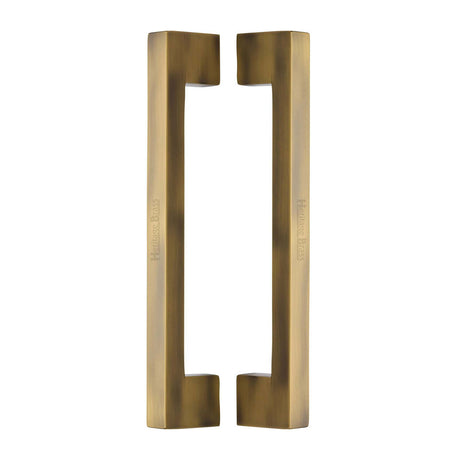 High quality image of the Heritage Brass Back to Back Door Pull Handle Metro Design 305mm Antique Brass Finish | Sku. btb1390-305-at | Discounted prices available from Trade Door Handles