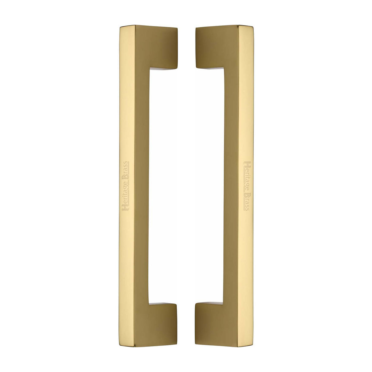 High quality image of the Heritage Brass Back to Back Door Pull Handle Metro Design 305mm Polished Brass Finish | Sku. btb1390-305-pb | Discounted prices available from Trade Door Handles