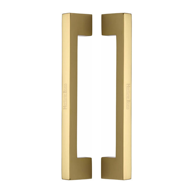 High quality image of the Heritage Brass Back to Back Door Pull Handle Metro Design 305mm Polished Brass Finish | Sku. btb1390-305-pb | Discounted prices available from Trade Door Handles