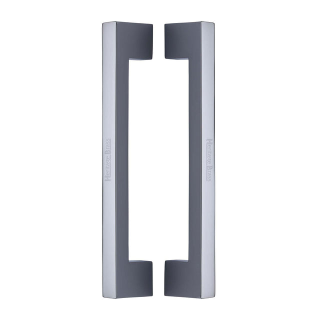 High quality image of the Heritage Brass Back to Back Door Pull Handle Metro Design 305mm Polished Chrome Finish | Sku. btb1390-305-pc | Discounted prices available from Trade Door Handles