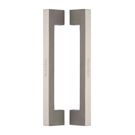High quality image of the Heritage Brass Back to Back Door Pull Handle Metro Design 305mm Satin Nickel Finish | Sku. btb1390-305-sn | Discounted prices available from Trade Door Handles