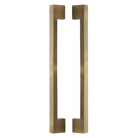 High quality image of the Heritage Brass Back to Back Door Pull Handle Metro Design 457mm Antique Brass Finish
 | Sku. btb1390-457-at | Discounted prices available from Trade Door Handles