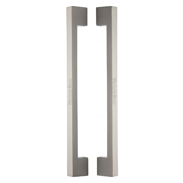 High quality image of the Heritage Brass Back to Back Door Pull Handle Metro Design 457mm Satin Nickel Finish | Sku. btb1390-457-sn | Discounted prices available from Trade Door Handles