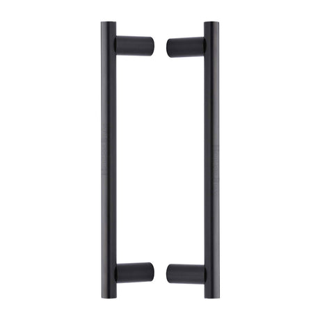 High quality image of the Heritage Brass Back to Back Door Pull Handle Round Bar Design 336mm Matt Bronze Finish
 | Sku. btb2059-336-mb | Discounted prices available from Trade Door Handles