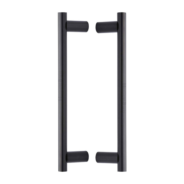 High quality image of the Heritage Brass Back to Back Door Pull Handle Round Bar Design 336mm Matt Bronze Finish
 | Sku. btb2059-336-mb | Discounted prices available from Trade Door Handles
