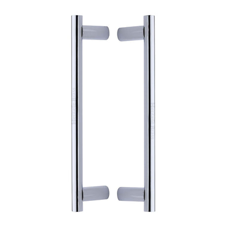 High quality image of the Heritage Brass Back to Back Door Pull Handle Round Bar Design 336mm Polished Chrome Finish
 | Sku. btb2059-336-pc | Discounted prices available from Trade Door Handles