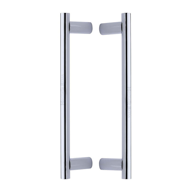 Heritage Brass Back to Back Door Pull Handle Round Bar Design 336mm Polished Chrome Finish - M.Marcus code BTB2059 336-PC