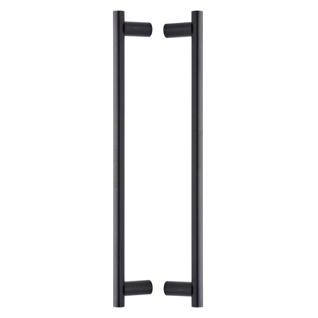 High quality image of the Heritage Brass Back to Back Door Pull Handle Round Bar Design 489mm Matt Bronze Finish
 | Sku. btb2059-489-mb | Discounted prices available from Trade Door Handles