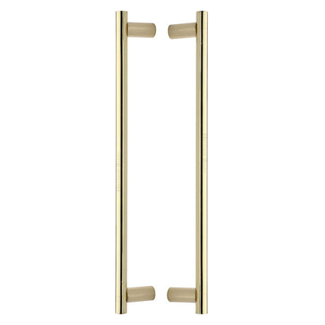 High quality image of the Heritage Brass Back to Back Door Pull Handle Round Bar Design 489mm Polished Brass Finish
 | Sku. btb2059-489-pb | Discounted prices available from Trade Door Handles