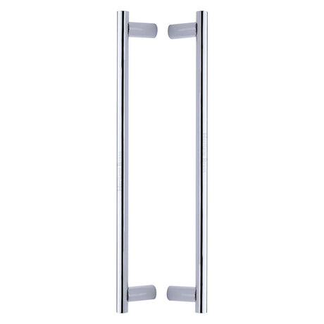 High quality image of the Heritage Brass Back to Back Door Pull Handle Round Bar Design 489mm Polished Chrome Finish
 | Sku. btb2059-489-pc | Discounted prices available from Trade Door Handles