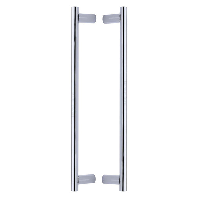 Heritage Brass Back to Back Door Pull Handle Round Bar Design 489mm Polished Chrome Finish - M.Marcus code BTB2059 489-PC