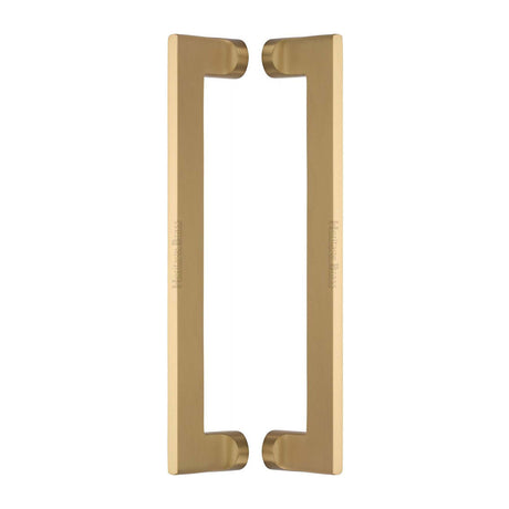 High quality image of the Heritage Brass Back to Back Door Pull Handle Apollo Design 307mm Satin Brass Finish | Sku. btb4150-307-sb | Discounted prices available from Trade Door Handles