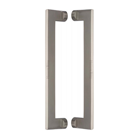 High quality image of the Heritage Brass Back to Back Door Pull Handle Apollo Design 307mm Satin Nickel Finish | Sku. btb4150-307-sn | Discounted prices available from Trade Door Handles