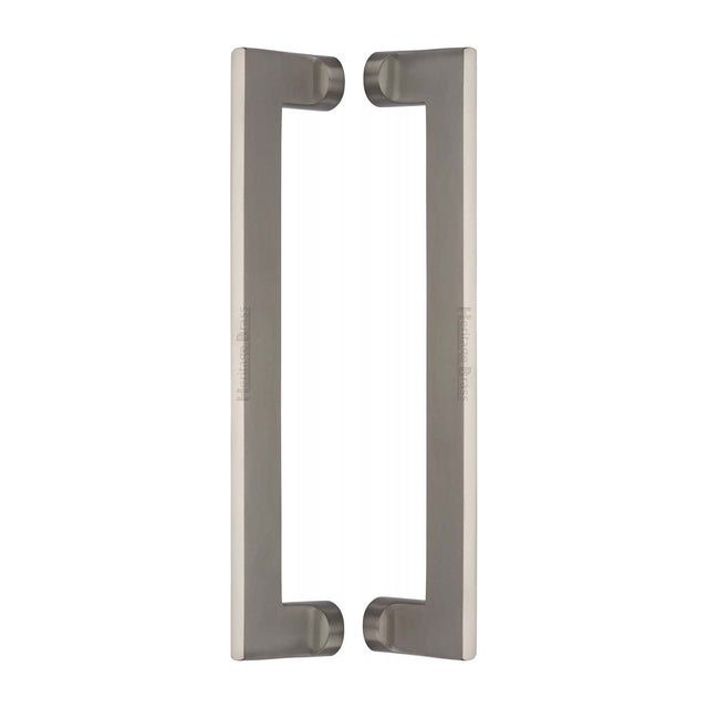 High quality image of the Heritage Brass Back to Back Door Pull Handle Apollo Design 307mm Satin Nickel Finish | Sku. btb4150-307-sn | Discounted prices available from Trade Door Handles