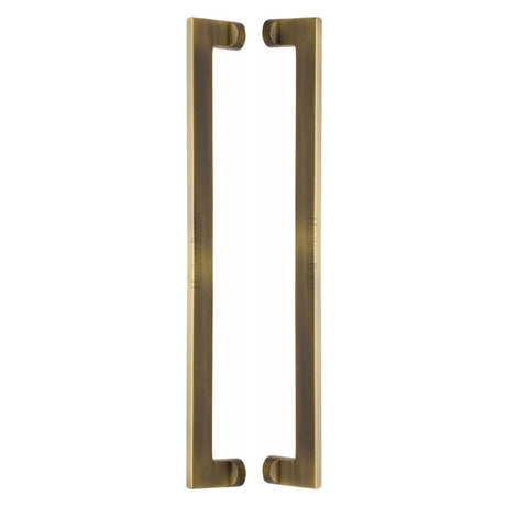 High quality image of the Heritage Brass Back to Back Door Pull Handle Apollo Design 460mm Antique Brass Finish | Sku. btb4150-460-at | Discounted prices available from Trade Door Handles