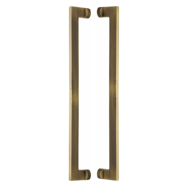 High quality image of the Heritage Brass Back to Back Door Pull Handle Apollo Design 460mm Antique Brass Finish | Sku. btb4150-460-at | Discounted prices available from Trade Door Handles