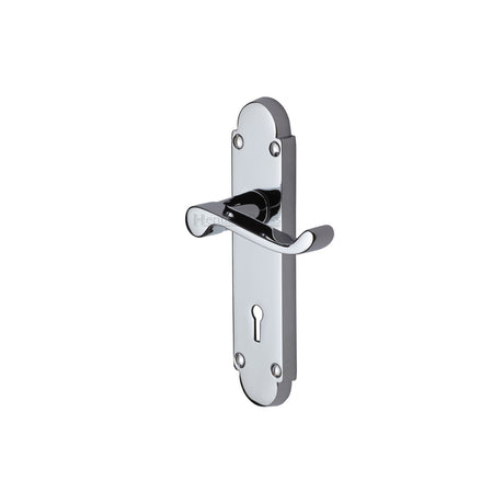 High quality image of the Heritage Brass Door Handle Lever Lock Builders' Range Polished Chrome Finish | Sku. bui500-pc | Discounted prices available from Trade Door Handles