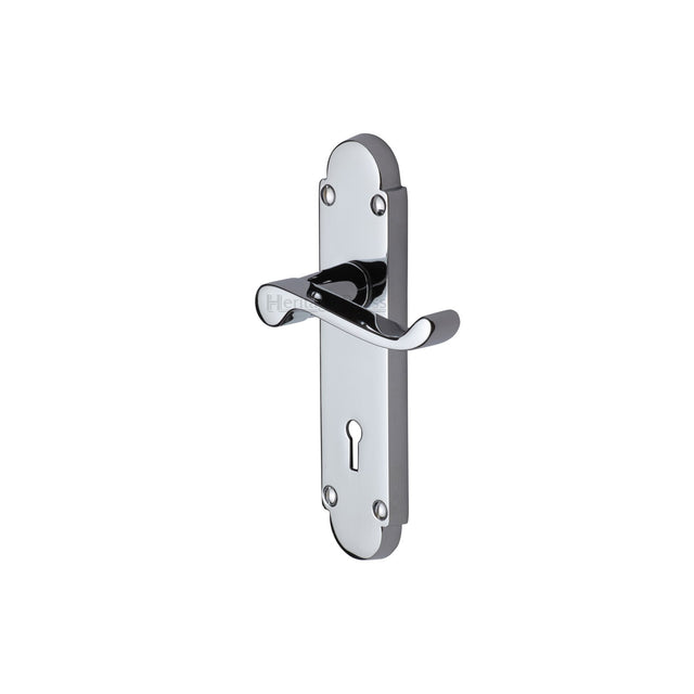 High quality image of the Heritage Brass Door Handle Lever Lock Builders' Range Polished Chrome Finish | Sku. bui500-pc | Discounted prices available from Trade Door Handles