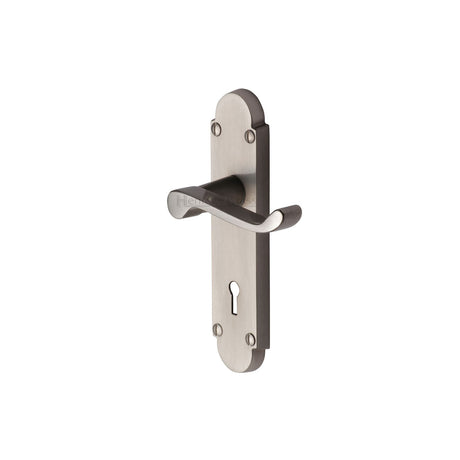 High quality image of the Heritage Brass Door Handle Lever Lock Builders' Range Satin Nickel Finish | Sku. bui500-sn | Discounted prices available from Trade Door Handles