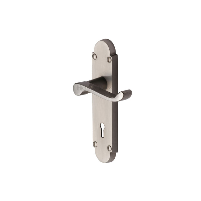 High quality image of the Heritage Brass Door Handle Lever Lock Builders' Range Satin Nickel Finish | Sku. bui500-sn | Discounted prices available from Trade Door Handles