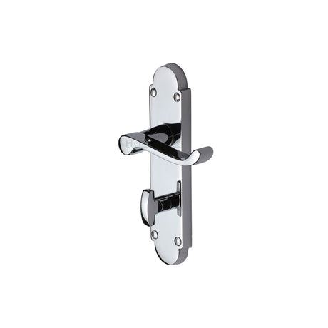 High quality image of the Heritage Brass Door Handle for Bathroom Builders' Range Polished Chrome Finish | Sku. bui520-pc | Discounted prices available from Trade Door Handles