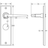Technical drawing of of Burlington - Mayfair Door Handle Bathroom Backplate Satin Nickel Sku. BUR10KIT322