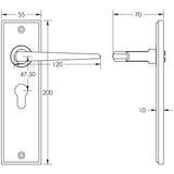 Technical drawing of of Burlington - Mayfair Door Handle Euro Backplate Dark Bronze Sku. BUR10KIT89