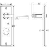 Technical drawing of of Burlington - Mayfair Door Handle Din Bathroom Backplate Antique Brass Sku. BUR10KIT13
