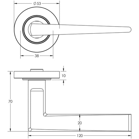 Technical drawing of of Burlington - Mayfair Door Handle on Plain Rose Polished Nickel Sku. BUR10KIT157