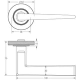 Technical drawing of of Burlington - Mayfair Door Handle on Knurled Rose Dark Bronze Sku. BUR10KIT83