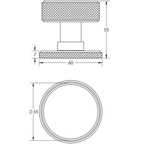 Technical drawing of of Burlington - Westbourne Mortice Door Knob Black Sku. BUR102MB