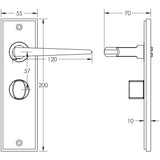 Technical drawing of of Burlington - Mayfair Door Handle Bathroom Backplate Polished Nickel & Turn & Release Sku. BUR-10PN-453PN-81PN