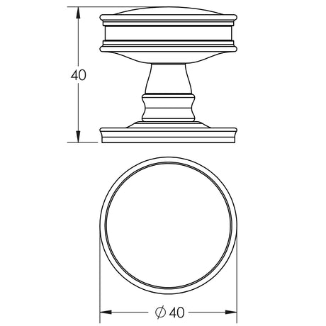 Technical drawing of of Burlington - Berkeley Cupboard Knobs Polished Nickel Sku. BUR110PN