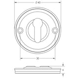 Technical drawing of of Burlington - 40mm Standard Keyway Escutcheon 40MM Satin Nickel Sku. BUR121SN