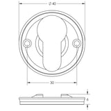 Technical drawing of of Burlington - 40mm Euro Profile Escutcheon 40MM Polished Nickel Sku. BUR122PN