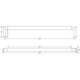 Technical drawing of of Burlington - Westminster Pull Handles 425 X 20mm Bolt Through Dark Bronze Sku. BUR130DB