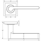 Technical drawing of of Burlington - Fitzrovia Door Handles Square Stepped Rose Dark Bronze Sku. BUR15KIT85